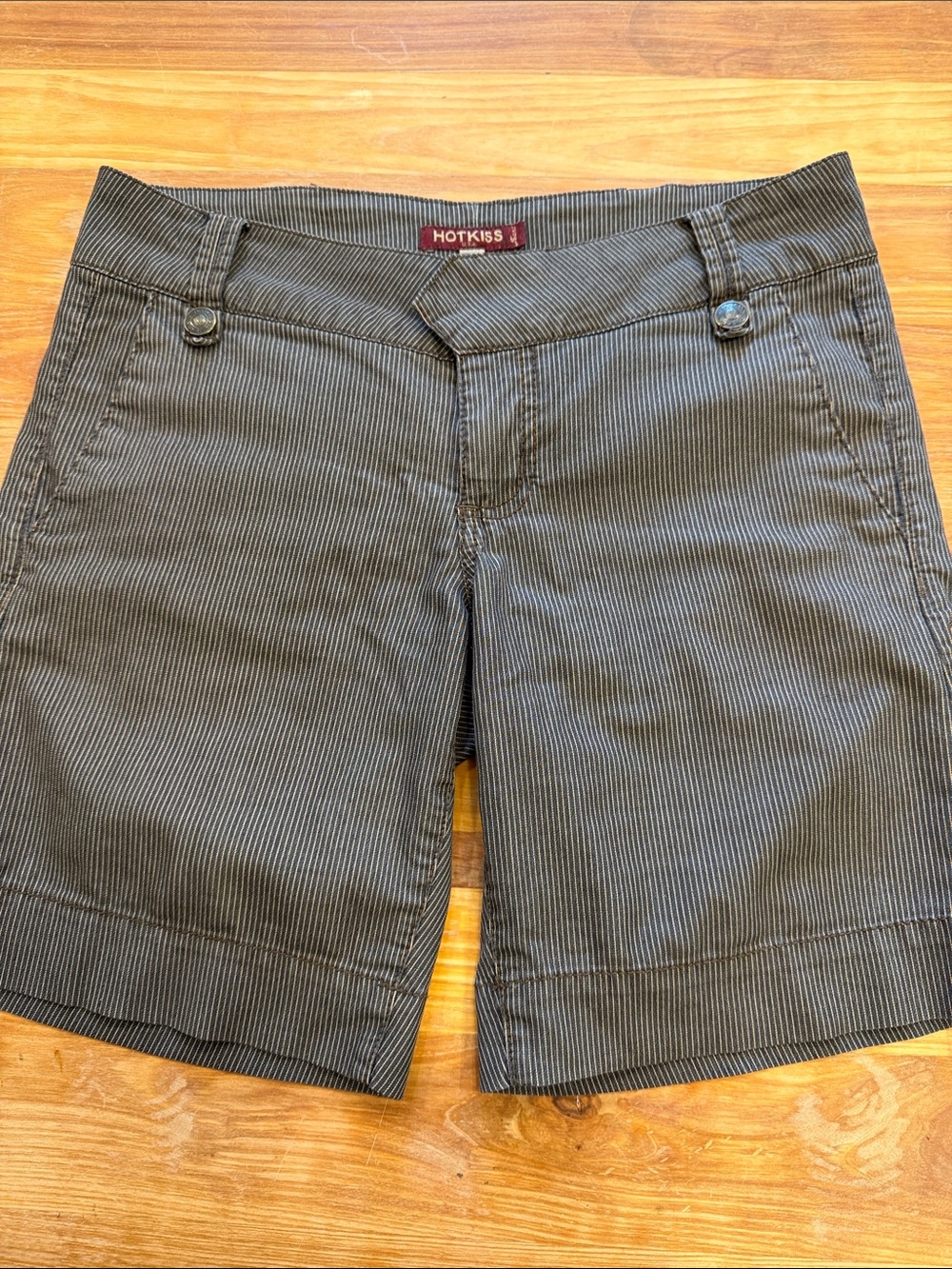 Hot Kiss Women's Pinstripe Charcoal Bermuda Shorts